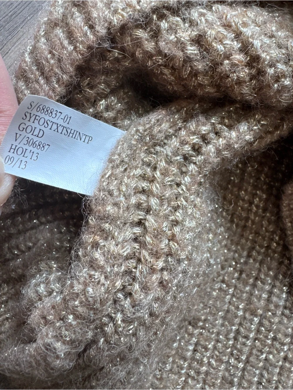Banana Republic M Gold Wool Alpaca Ribbed Crewneck Sweater Preppy Quiet Luxury